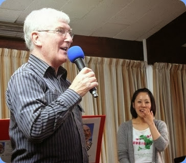 Gordon Sutheland leading the singing of Happy Birthday for Kunko. Peter Parkinson played the music. Photo courtesy of Dennis Lyons.