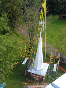 Old photographs were used to restore the original proportions and moulding details of this spire.