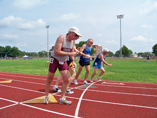 The start of the 3000 meter race walk .