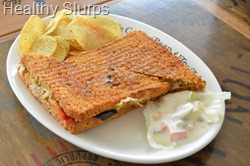 Roast vegetable sandwich with hummus