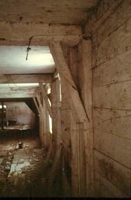 Steep bracing in the stanchion of the east monitor barn.