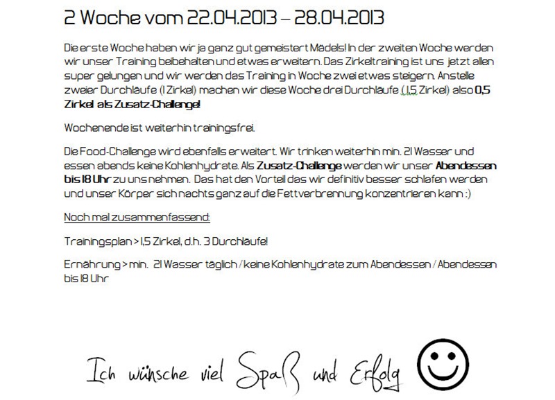 2 Woche 22.04.13-28.04.13 2 Woche 22.04.13-28.04.13