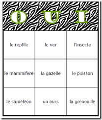 Insect and Animal Bingo in French - product review