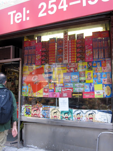 I was already looking at what candy to get when walking in from the display of labels in the front window.