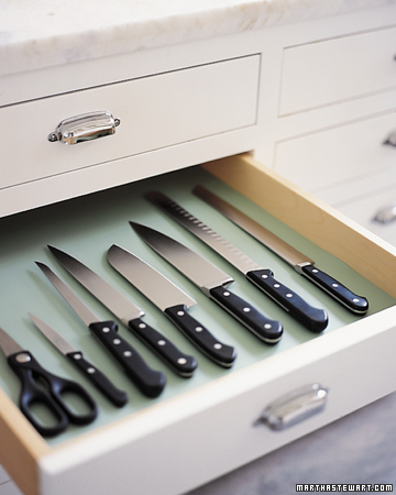 Having a no-slip drawer will help you keep sharp items organized and easy to get to. They will also let you keep dangerous items out of reach from younger houseguests.