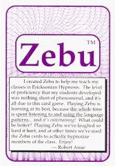 Cover of Robert Anue's Book The Hypno Zebu Language Card Game Manual