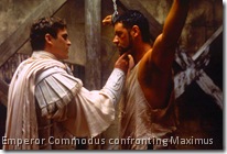 Commodus confronting Maximus before their final battle