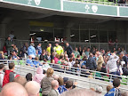 A vuvuzela player being ejected by Gardi