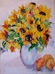 Sunflowers with Peaches and a Pear