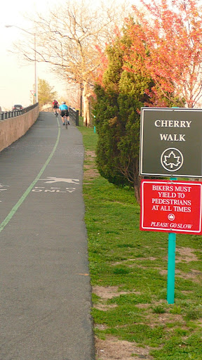 The start of Cherry Walk, the curving path adjacent to the West Side Highway.