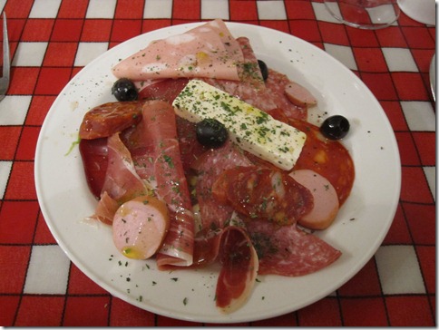 Antipasto plate at dinner... now that's some tasty meat!