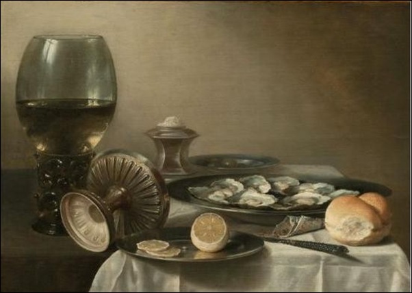 Nature morte au verre de vin et huîtres 1630