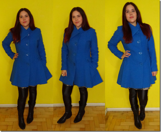 casaco azul e parede amarela