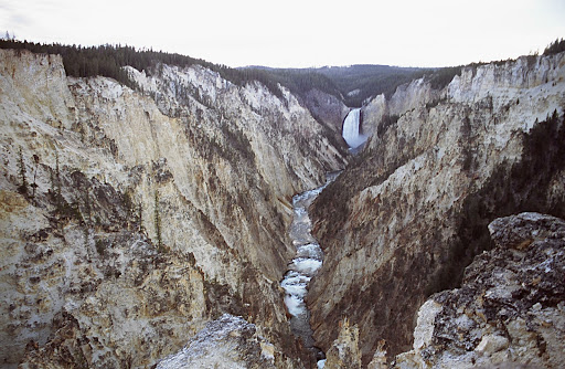 Next to Niagara, no waterfall in America has been photographed more than Lower Yellowstone Falls, near Canyon Village in Yellowstone National Park. The 308-foot tall waterfall crashes over a 590,000-year-old Rhyolite lava flow on its descent into the 1,100-foot deep Yellowstone Canyon. Once out of the canyon, the Yellowstone River becomes one of the finest trout rivers in the western United States.