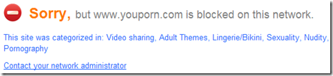Esempio sito pornografico bloccato automaticamente da FamilyShield