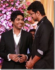 Actor Vijay at GV Prakash Kumar & Saindhavi Wedding Reception Photos