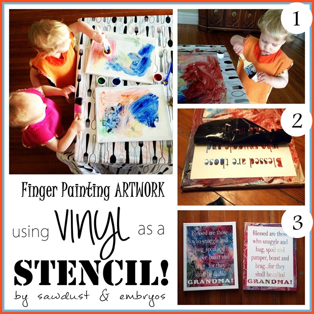 Toddler Finger Painting Artwork using Vinyl as a Stencil! {Sawdust and Embryos)