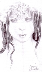 Portretul unei regine a iernii desen in creion