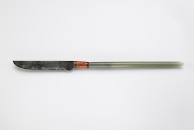 Knife | Origin:  Turkey | Period: 19th century  Ottoman period | Details:  Not Available | Type: Steel, brass, jade, coral | Size: H: 20.4  W: 1.1   D: 0.8  cm | Museum Code: S1990.71 | Photograph and description taken from Freer and the Sackler (Smithsonian) Museums.