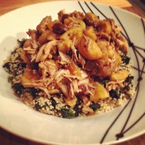 Day #109 - moroccan style chicken & apricot chickpea stew on a bed of spinach couscous