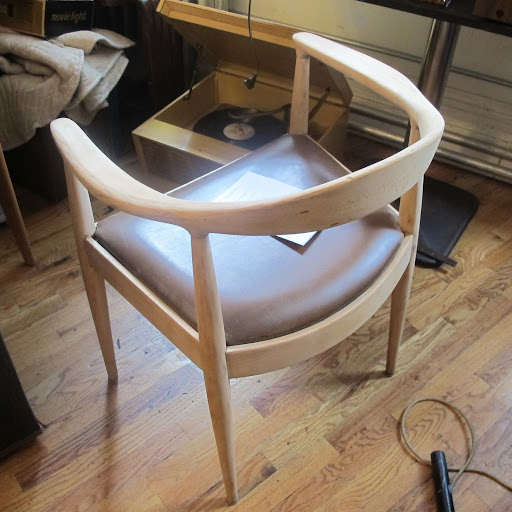 Rebecca was completely enamored with this set of unfinished wooden chairs, especially the lovely color of the unstained wood.
