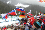Russian fans cheering on their winning team