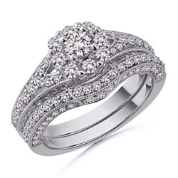 Round Diamond Flower Ring Set Round Diamond Flower Ring Set