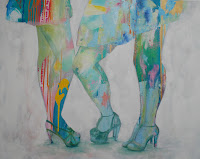 Dem Dames. Acrylic, spray paint and oil on canvas. 36x29. Sold.