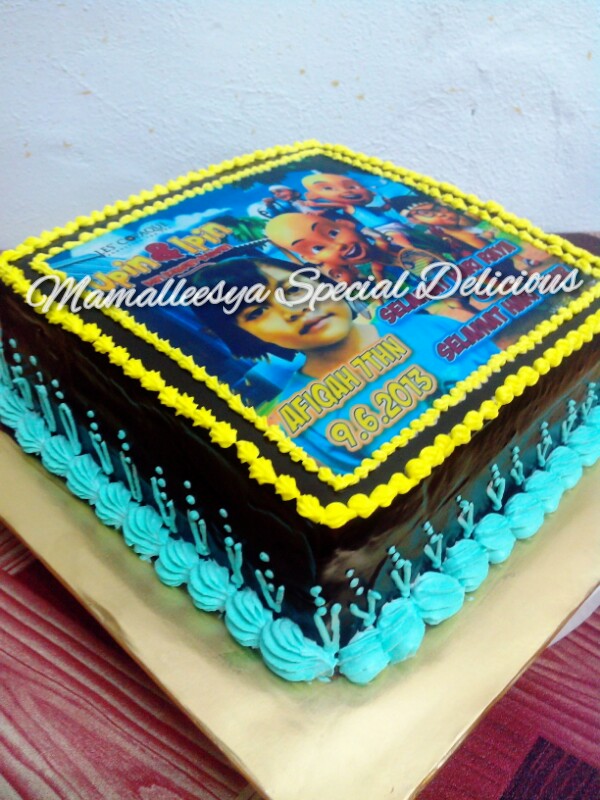 Chocolate Moist Cake Edibe Image Upin dan Ipin Birthday