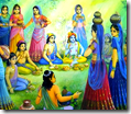 [Wives of the brahmanas feeding Krishna]