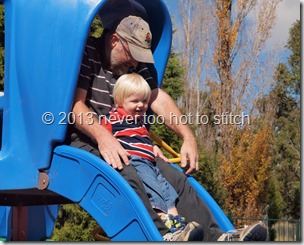2013-05-11 Grandad and Daniel on the slide