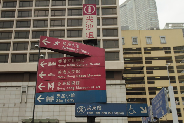 Signboard on the harbour side of Hong Kong