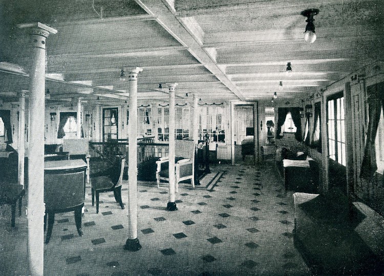 Reparacion de interiores en el LEON XIII. 1922. Hall de 1ª Clase. Mobiliario construido en la factoria. Del libro OBRAS. S.E. de C.N. AÑO 1922.jpg