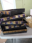 Black trays were trimmed with metallic fringe, and used to pass out late-night props, cigarette-girl style. Black trays were trimmed with metallic fringe, and used to pass out late-night props, cigarette-girl style.