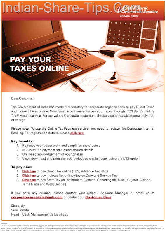 ICICI Bank Online Tax Payment Service