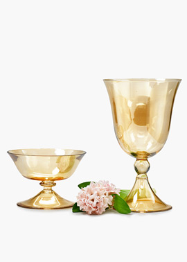 Amber luster bowl and urn.
