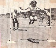In the earlier days at La Costa perfecting her technique jumping the bar!
