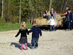 Polly and Jackson walking to the Hayride