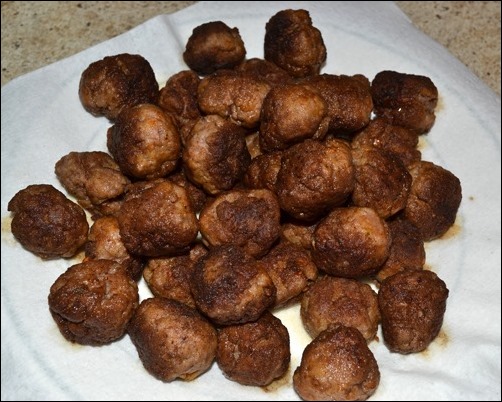 browned meatballs