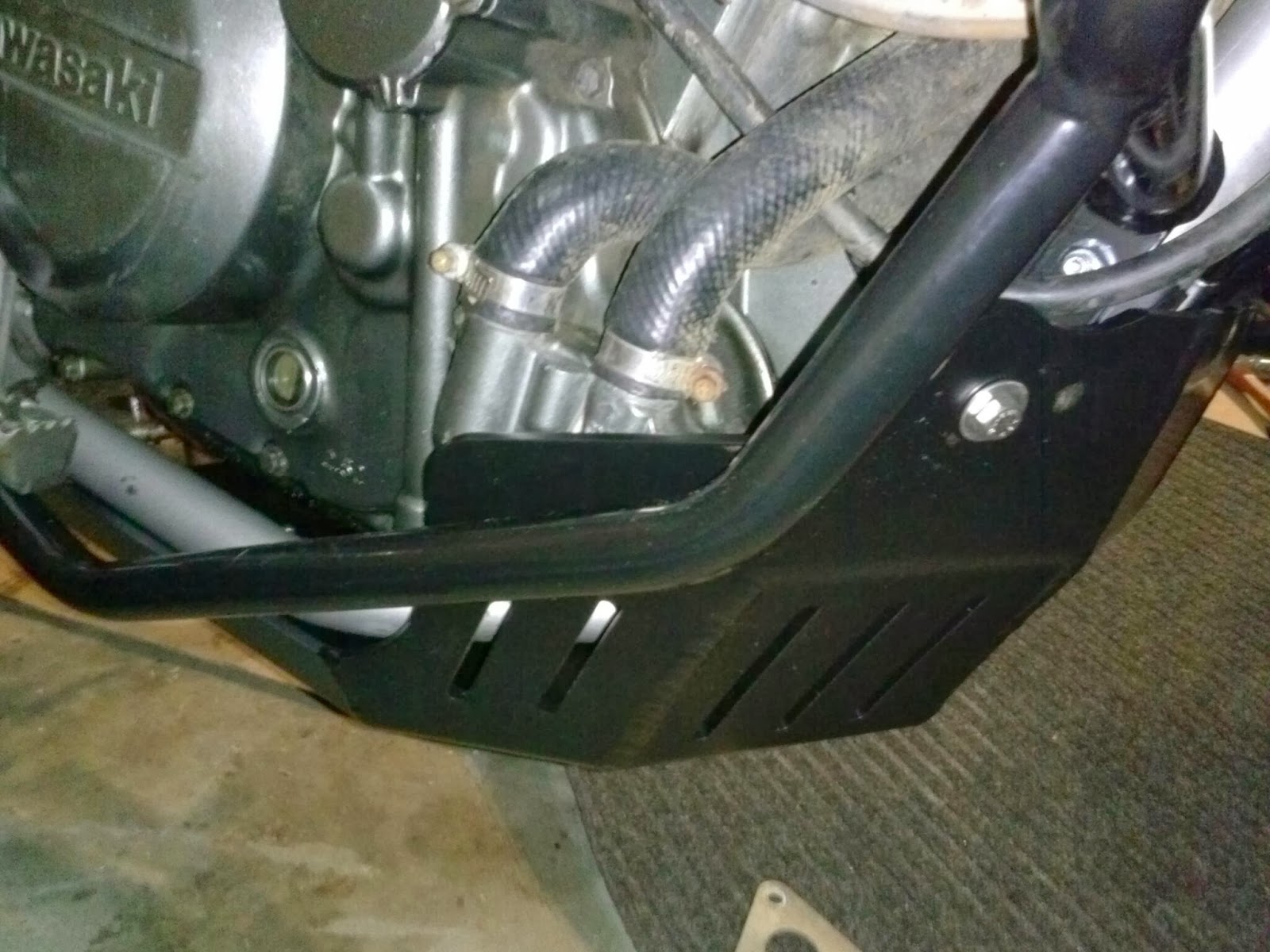 Geoff's KLR650 project Installed JNS Engineering Skid Plate