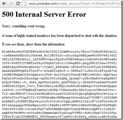 YouTube Internal Server Error