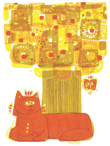 This cat looks quite michevious. Dummy Cat 23x17 Serigraph 1975. 