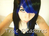 True Pleasures Wearing the Black & Electric Blue Duplicity Wig | RockStarWigs.com