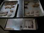Kristina's cart of cookies and cranberry garnishes.