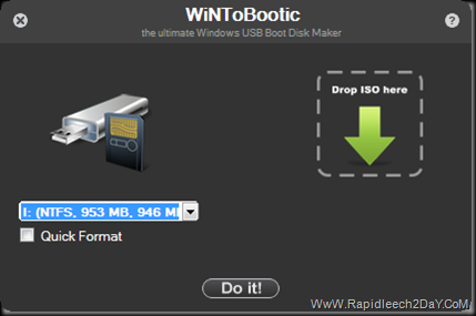 Download WintoBootic V1.2 - Drag & Drop Easy way to Make/create bootable NTFS USB/Flash Disk. Burn Windows 7/8/Win PE2/Win PE3 from ISO Drag & Drop