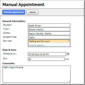 Manual appointment