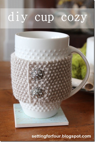 Cup Cozy DIY from Setting for Four #knit #cup #cozy #diy
