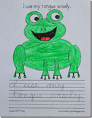 My Father's World Words to Remember Copywork: Ff for Frog