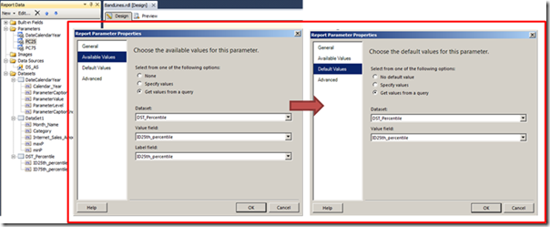 Report parameter properties for PC25 and PC75