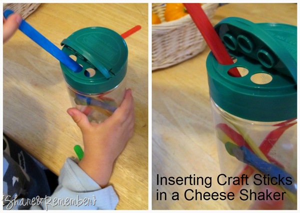 craft sticks - cheese shaker
